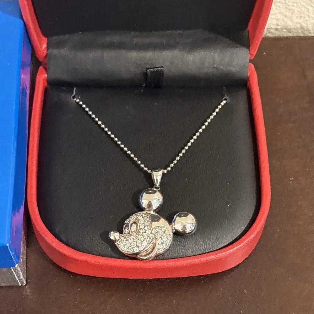 925 Retired Mickey Mouse Sterling Silver Necklace Brand New In Box Never Worn!